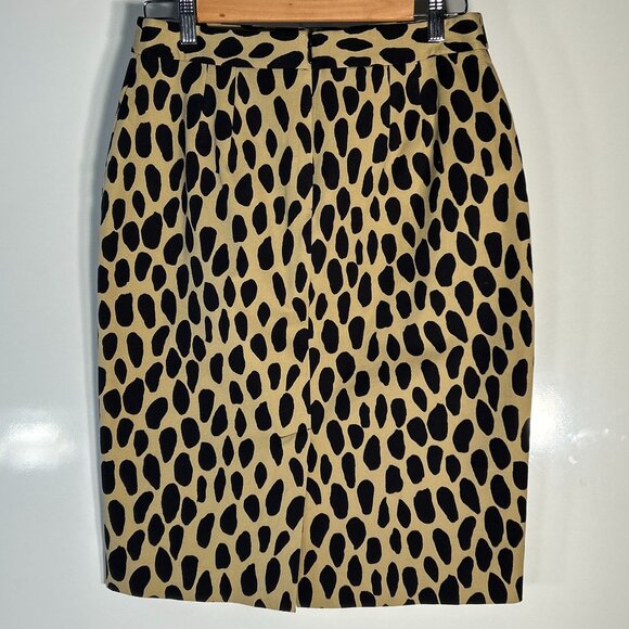 Talbots SZ8P Abstract Print Tan Black Pencil Skirt Animal Office Wardrobe Staple - Picture 2 of 7
